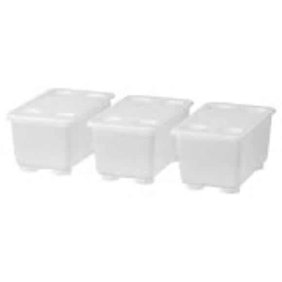 Tiny Stackable Treasure Keeper IKEA GLIS 3-Pack White Organizer Boxes - Picture 1 of 2